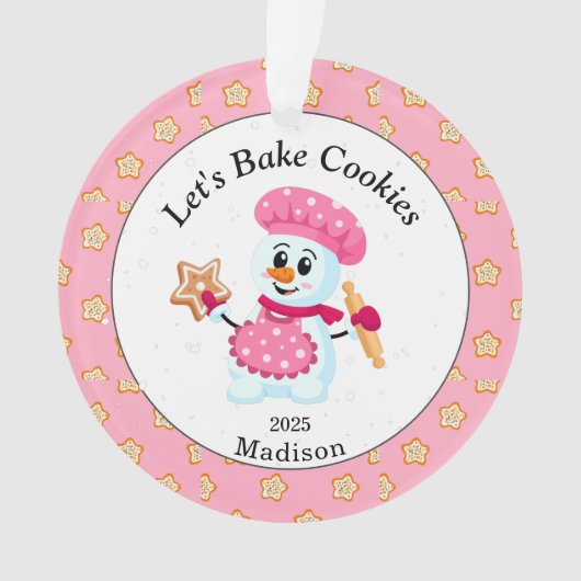 Cute Rose Snowman Cookie Baker Nom Noël (devant)