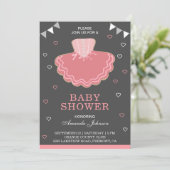 Cute Rose Tutu Ballerina Baby shower Invitation (Debout devant)