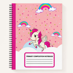 Cute rose Unicorn Rainbow Composition Carnet