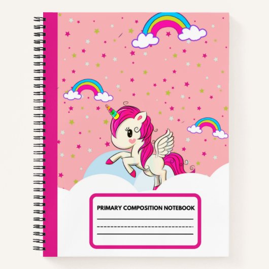 Cute rose Unicorn Rainbow Composition Carnet (Devant)