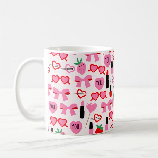 Cute Rose Vaches café Mug (Gauche)