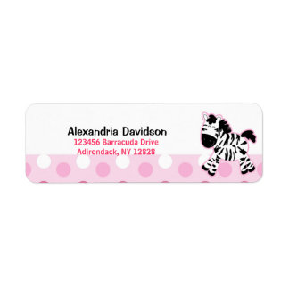 Cute rose Zebra Étiquettes de adresse personnalisé