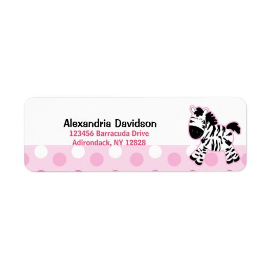 Cute rose Zebra Étiquettes de adresse personnalisé (Devant)