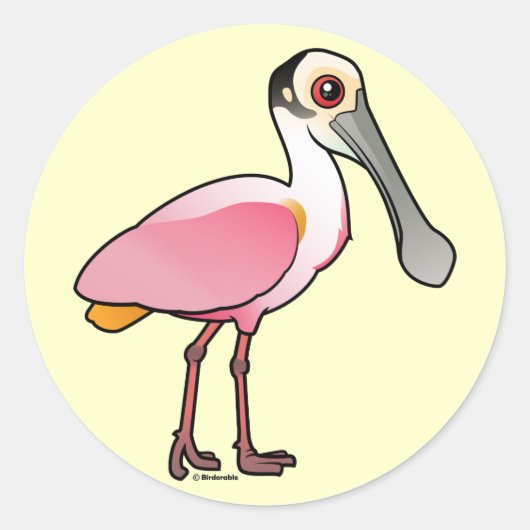 Cute Roseate Spoonbill Ronde Sticker (Voorkant)