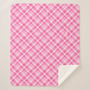 Cute Rosy Pink Plaid Motif Moyen Sherpa Blanche