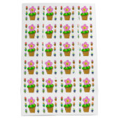 Cute Rosy Posy Potot Flowers Pattern Medium Gift Medium Cadeauzakje (Achterkant)