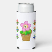 Cute Rosy Posy Potted Flowers Seltzer Koelbox (Seltzer Voorkant)