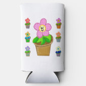 Cute Rosy Posy Potted Flowers Seltzer Koelbox (Voorkant)