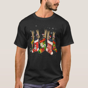 Cute Rottweiler Dog in kerstsok Santa Hat T-shirt