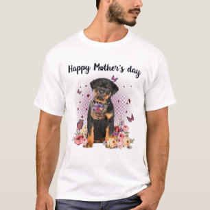 Cute Rottweiler mama Flower Happy Moederdag Love T-shirt