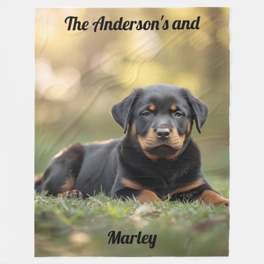 Cute Rottweiler Personalized Fleece Deken (Voorkant)