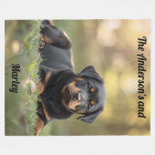 Cute Rottweiler Personalized Fleece Deken (Voorkant (Horizontaal))