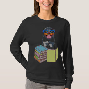 Cute Rottweiler Puppy Dog Bookworm Passionate Book T-shirt