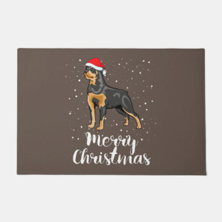 Cute Rottweiler Santa Hat Merry Christmas Costume Deurmat