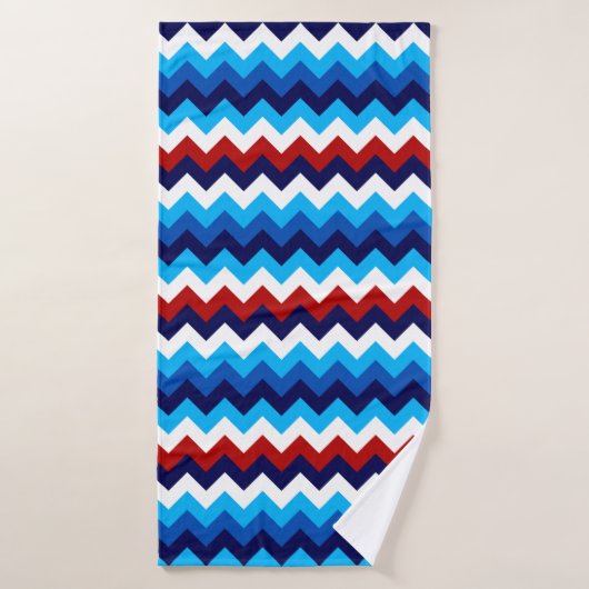 Cute Rouge Blanc Bleu Chevrons Serviette de bain (Serviette de bain)