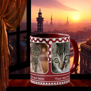 Cute Rouge Personnalisé Chat Photo Mug