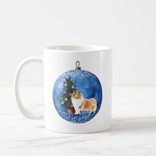 Cute Rough Collie Christmas Céramique Mug (Gauche)
