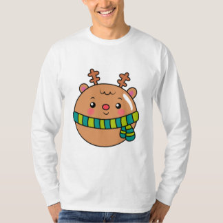 Cute Round Deer in Scarf T-shirt