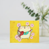 Cute Round Maneki Neko Cat Briefkaart (Staand voorkant)