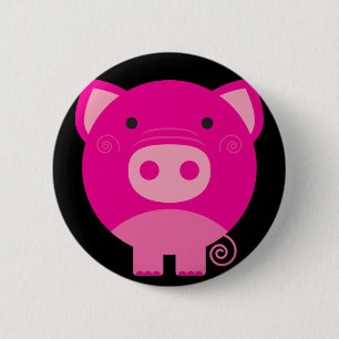 Cute Round Pig Cartoon Ronde Button 5,7 Cm