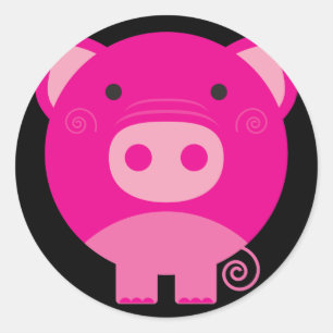 Cute Round Pig Cartoon Ronde Sticker