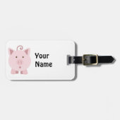 Cute Round roze pig Bagagelabel (Voorkant horizontaal)