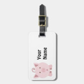 Cute Round roze pig Bagagelabel (Voorkant verticaal)