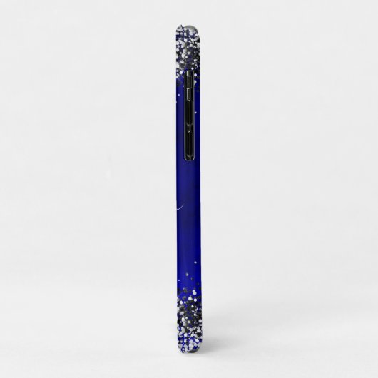 Cute royal blue faux glitter monogram Case-Mate iPhone case (Achterkant/links)