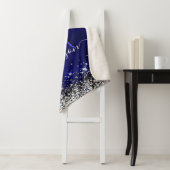 Cute royal blue faux glitter monogram sherpa deken (In situ)