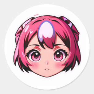 Cute Roze Anime Meisje Sticker Kawaii Manga