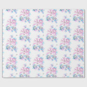 Cute roze Aqua Mauve Waterverf Baby Pram Cadeaupapier (Vlak)