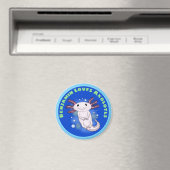 Cute roze axolotl met blauwe luchtbelletjes cartoo magneet (Insitu (Vaatwasser))