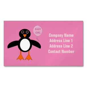 Cute roze Baby Gir Penguin Magnetische Visitekaart Magnetisch Visitekaartje