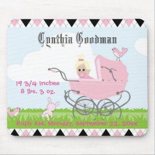 Cute roze Baby Girl Carriage Muismat