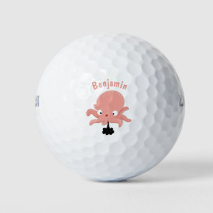 Cute roze baby octopus cartoon humor golfballen