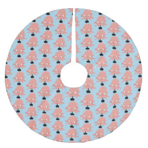 Cute roze baby octopus cartoon humor kerstboom rok