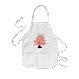 Cute roze baby octopus cartoon humor kinder schort