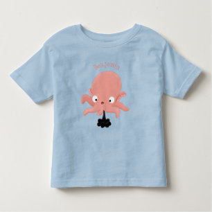 Cute roze baby octopus cartoon humor kinder shirts