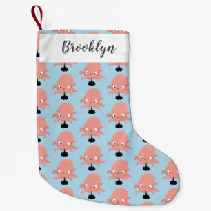 Cute roze baby octopus cartoon humor kleine kerstsok