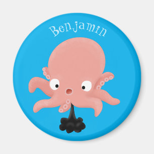 Cute roze baby octopus cartoon humor magneet