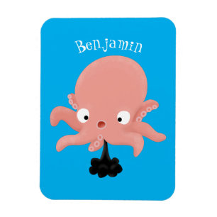 Cute roze baby octopus cartoon humor magneet