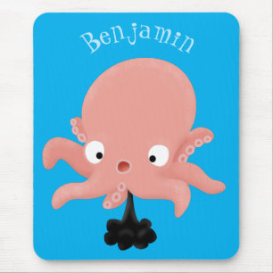 Cute roze baby octopus cartoon humor muismat