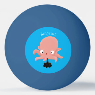 Cute roze baby octopus cartoon humor pingpongballen