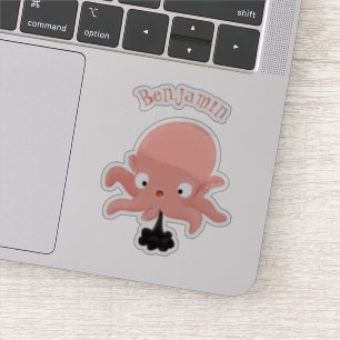 Cute roze baby octopus cartoon humor sticker