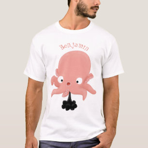 Cute roze baby octopus cartoon humor t-shirt