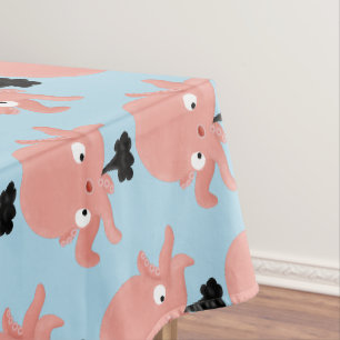 Cute roze baby octopus cartoon humor tafelkleed