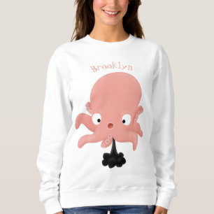 Cute roze baby octopus cartoon humor trui