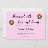 Cute roze Baby shower Donuts Brunch Kaart (Voorkant)