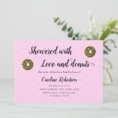 Cute roze Baby shower Donuts Brunch Kaart (Staand voorkant)