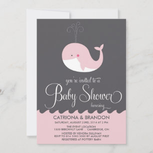 Cute roze Baby Whale Baby Shower-uitvindingen Kaart